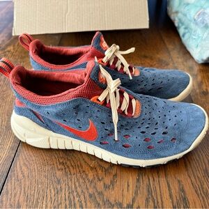 Nike Free Run Trail 5.0 CW5814-400 Thunder Blue/Orange Suede Running Shoes 11.5